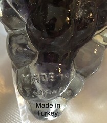 9 Vintage Clear Glass Grape Bunch Bottle W/Lid Made Turkey Holds one cup liquid