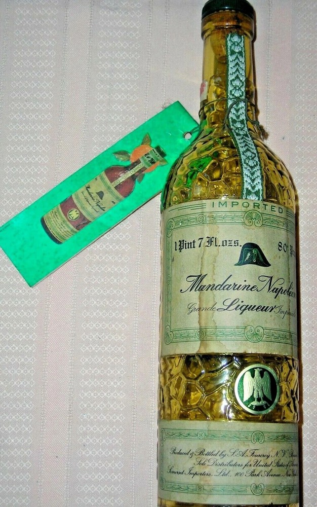 Mandarine Napoleon Grand Liqueur Empty Green Wine Bottle Belgium VTG Recipe Book