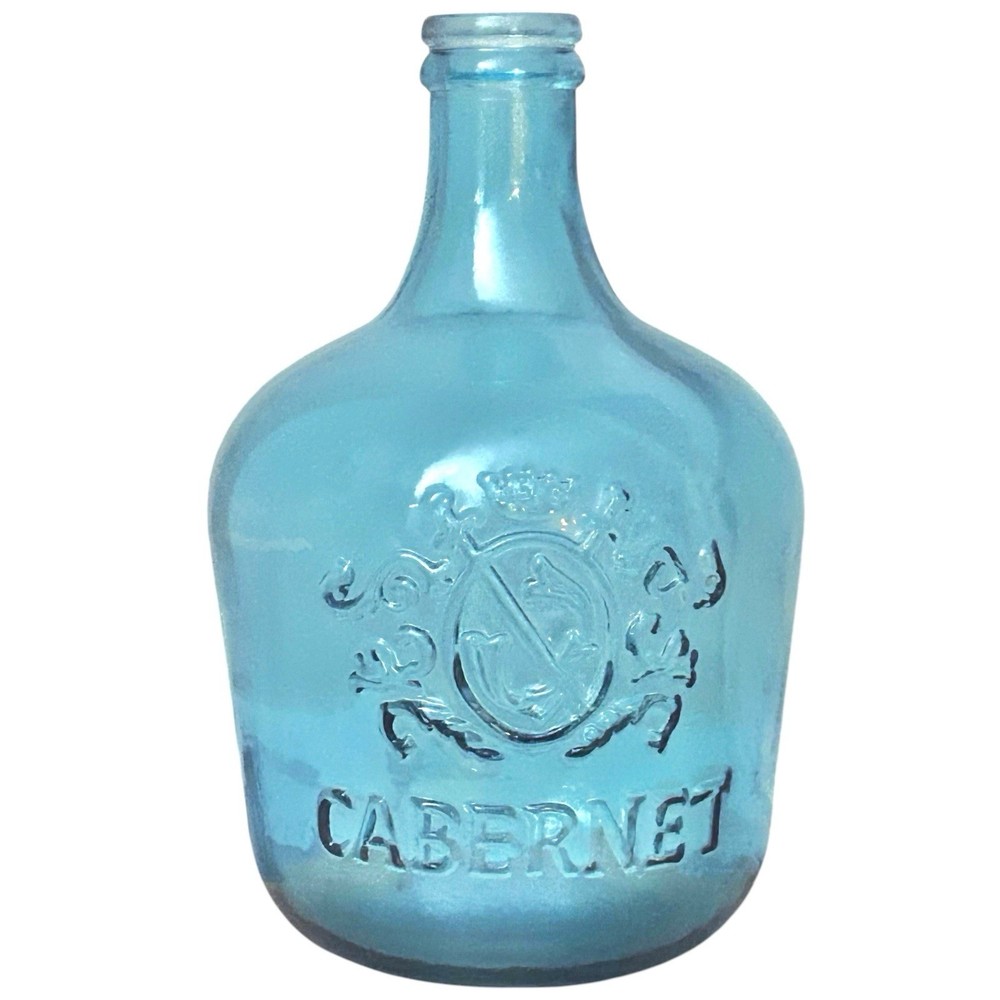 Vidrios San Miguel 17” Glass CABERNET Bottle Wine Jug Vase Aqua BLUE Recycled
