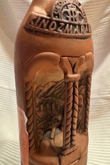 Kindzmarauli Georgian Ceramic Clay Pottery Red Wine Bottle Empty 3-D Design