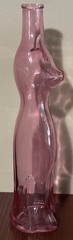 Vtg. Mosel Reisling Pink Glass Happy Cat Wine Bottle