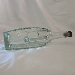 Glass Wine Bottle Handled Decantor Weave Pattern with Cork Unbranded Vintage