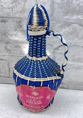 MCM Viresa Scoubidou Woven Blue Wicker Demijohn Wine Bottle Jug with Handle