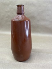 Vintage Lancers Ceramic Wine Bottle Vase Stoneware Portugal Glazed Red/Brown 9&Prime;H