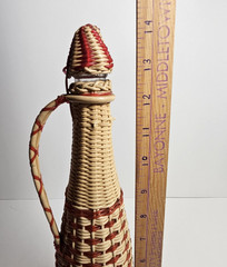 Vintage Valencia Colorful Wine Bottle Plastic Woven Wicker Spain MCM Bohemian