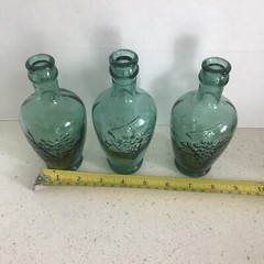 Cantine Vaselli Orvieto Green Blue Set Of Wine Bottles 6 Inch Embossed Vintage