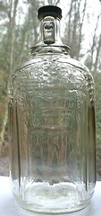 Antique Glass Wine Jug Grape Embossed One Gallon Art Deco Ball Glass Maker w Cap