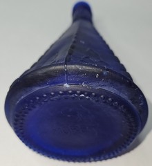 Vintage MCM Pair Morey Mallorca Frosted Cobalt Blue Glass Wine Bottles 11 1/2&Prime; T