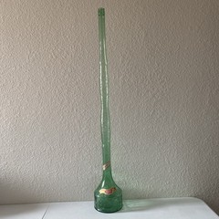 Vintage 44&Prime; Tall MCM Italy Green Glass Chianti Wine Bottle Decanter
