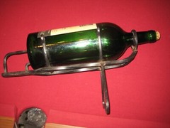 CHATEAU FOMBRAUGE SAINT EMILION 1970 EMPTY BOTTLE CAST IRON STAND GALLON? 24&Prime; L