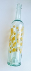 Vintage Mod Dot Yellow Polka Dot Blue Tinted Wine Bottle 750ml 12.5” MCM