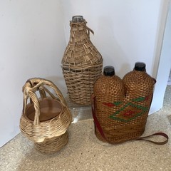 VINTAGE WICKER Demi John & WINE BOTTLE HOLDER ?LOT 3