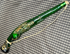 Vintage Banfi Gun Bottle-Rifle-Musket-Empty Green Glass Decanter w Cork #2087