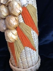 Wicker Rattan Straw Wine Bottle Carrier Holder Decorative Design Vintage Mid-mod