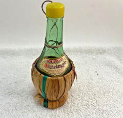 VTG Michelangelo Chianti Mini Wine Salt Shaker Raffia Bottle 5.5&Prime;t Empty