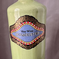 VTG Jim Beam Beameister Stoneware Wine Bottle May-Wine German Jade Green EMPTY