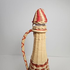 Vintage Valencia Colorful Wine Bottle Plastic Woven Wicker Spain MCM Bohemian