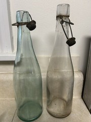 2 Vintage Hand Blown Wine Bottles With Stoppers