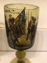 Antique Pair (2) Soda Glass Civil Guard Burgergarde Ellwagen Germany Wine Beer