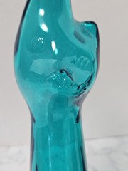 Rheinhessen Riesling Cats Bottles 1 Black & 1 Teal Blue 13&Prime; H