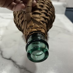Vintage 1959 BOLLA Wine Wicker Wrapped Green Glass Bottle 16 1/2 Inches Tall