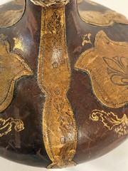 VTG Italian Leather Wrapped Decorative Wine Bottle w/ Wood Stopper RARE Italy