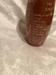 Vintage Brown Wine Bottle ‘The Embers’ With Written Wine List Menu On Bottle