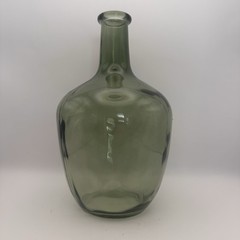 Green Glass Demijohn Wine Bottle / Vase 10&Prime; Tall 6” Across