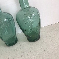 Cantine Vaselli Orvieto Green Blue Set Of Wine Bottles 6 Inch Embossed Vintage