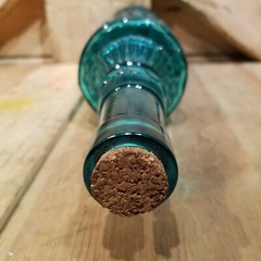 Teal Blue 13&Prime; Decorative Bottle w Cork Rope & Loop Wine/Oil/Syrup – Swanky Barn