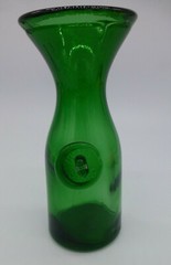 Antique Emerald Green Mold Blown Glass Wine Carafe Seal Bottle Roma 1/2 Litre