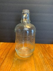 Vintage Clear Glass Wine Bottle with Handles One Half Gallon Textured Grape Desi