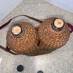 VINTAGE WICKER Demi John & WINE BOTTLE HOLDER ?LOT 3