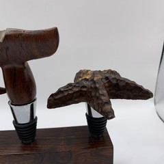Hand Carved Wine Bottle Stopper SET Of 4 Dolphin Starfish Whale Tail Handcrafted