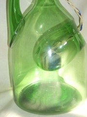 Estate Sale Vintage Green Hand Blown Glass Italian Wine Chiller with Ice Pocket