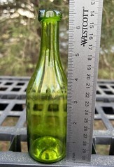 Antique beautiful *ELECTRIC GREEN* colored applied lip wine / liquor bottle