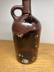 Brown & Cream Vintage Ceramic Jug ~ STRAWBERRY GLEN WINE JUG ~ Original Label*