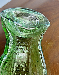 Vintage Green Glass Fish Bottle Pressed bowl dish candy trinkets 12&Prime;
