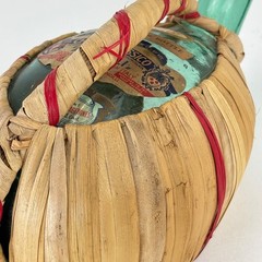 Vintage 1970 Chianti Fiasco Straw Empty Bottle Wrapped Italy 1 Qt Decor 11&Prime; Aqua