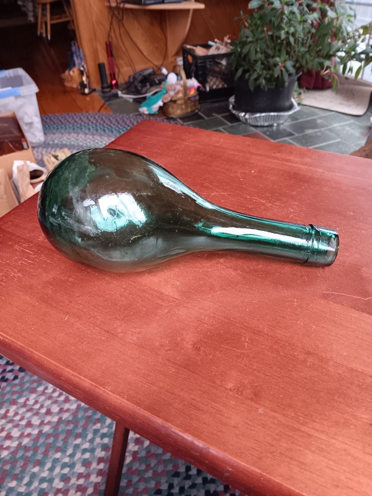 Vintage Rounded Bottom Hand Blown glass Wine Bottle. (1835)