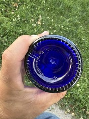 Cobalt Blue Glass Wine Bottle w/ Cork, Embossed“ Tomasello Winery”