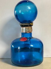 Vintage Italian Beccaro Acqui Cobalt Blue Glass Wine Bottle Made in Italy