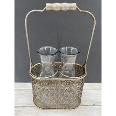 Vintage Half Liter Glass Decanter Carafes Wine/Milk Bottles Jugs In Carrier