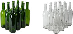 – W5 Wine Bottles, Bordeaux Liquor, Green and Clear, 750 Ml Empty