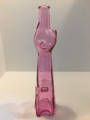Pink Glass Cat Shaped Wine Bottle Empty 2006