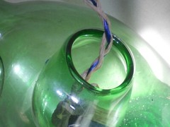 Estate Sale Vintage Green Hand Blown Glass Italian Wine Chiller with Ice Pocket