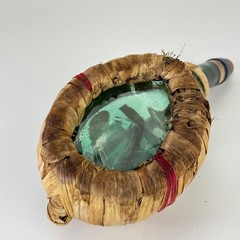 Vintage 1970 Chianti Fiasco Straw Empty Bottle Wrapped Italy 1 Qt Decor 11&Prime; Aqua