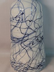 Vtg Hazel Atlas Wine Bottle Cobalt Blue Drizzle Milk Glass Welch&rsquo;s MCM Bar 50s