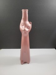 Cat Shaped Glass Wine Bottle EMPTY Gold 13&Prime; Tall