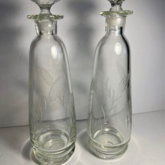 Vintage Glass Wine/Liquor Bottles (pair)